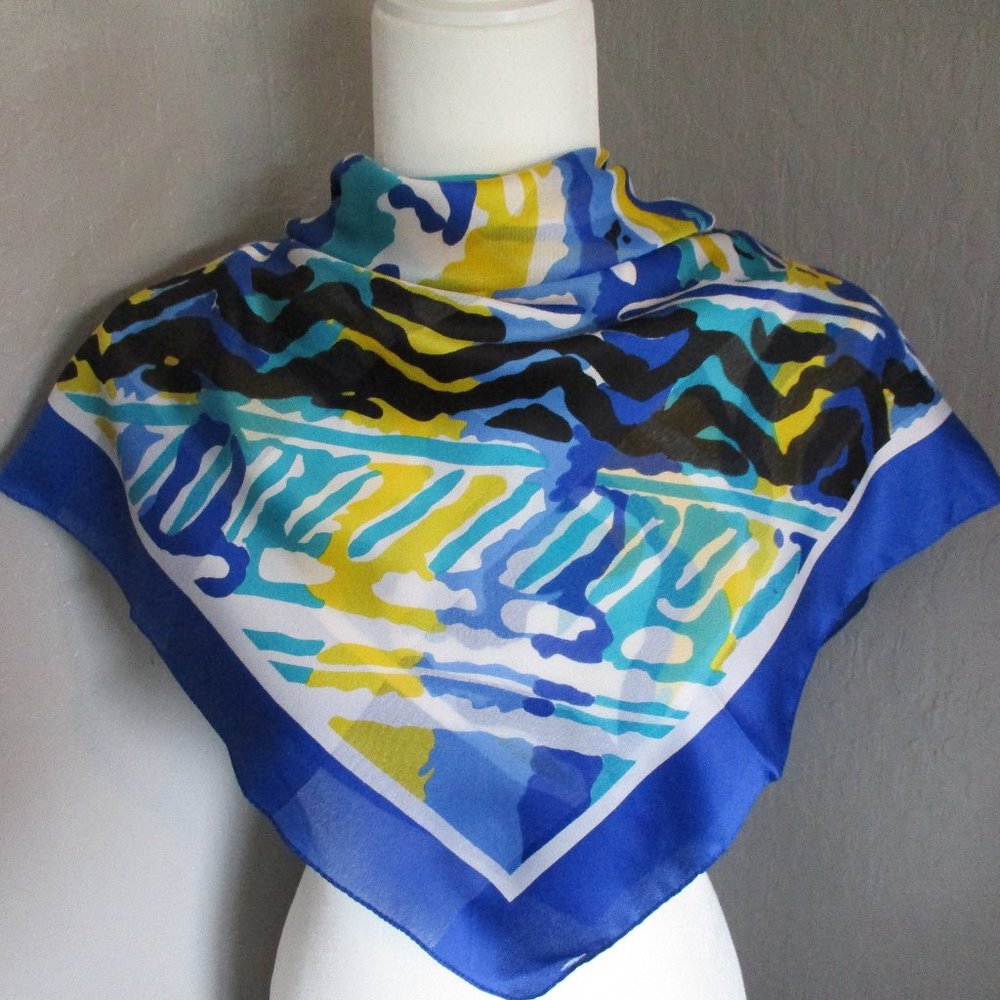 Blue & yellow abstract scarf
